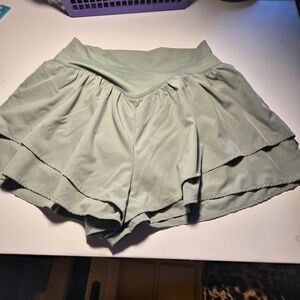 Layered Sage Green Active Skort Shorts